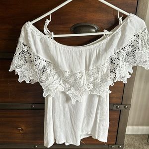 Lace detail off the shoulder blouse
